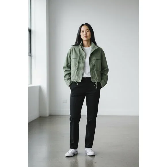 CASLON Green Crop Utility Jacket SMALL - Picture 1 of 10
